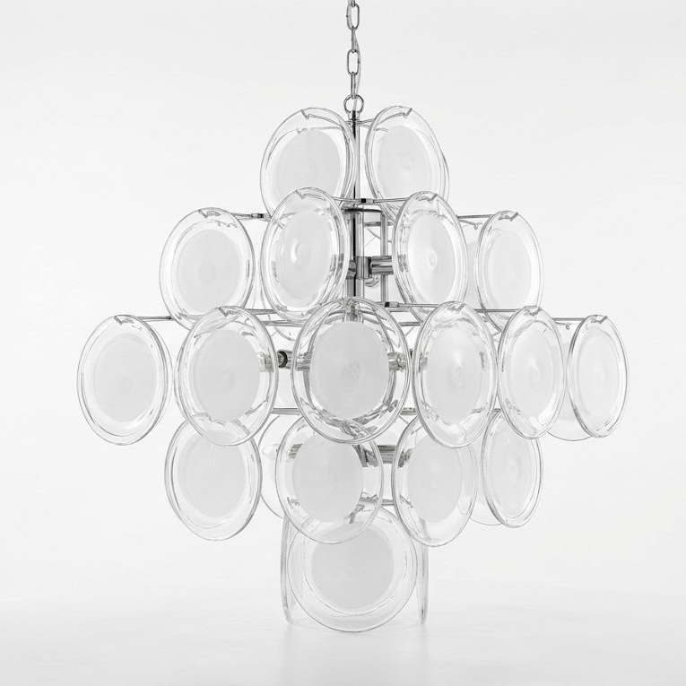 Murano Disc White Glass Chandelier