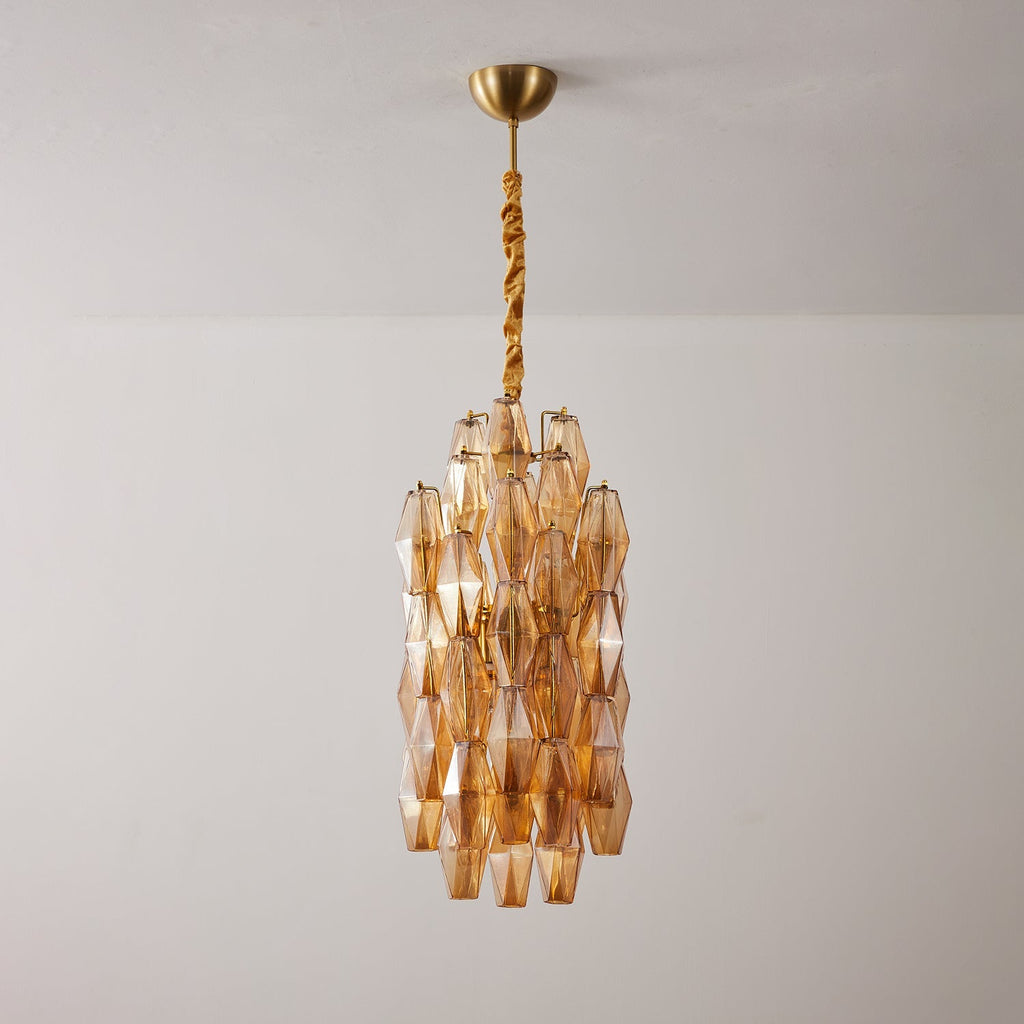 Amber Prism Long Chandelier