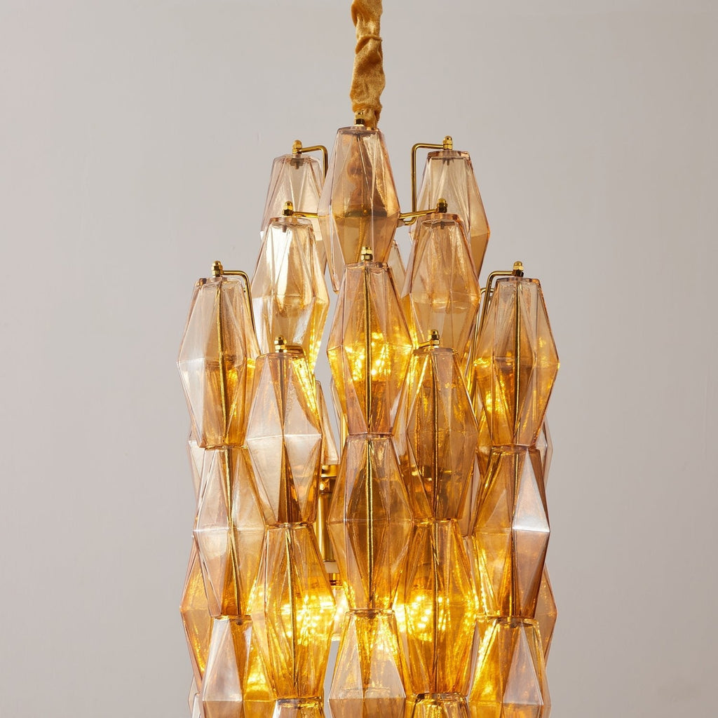 Amber Prism Long Chandelier