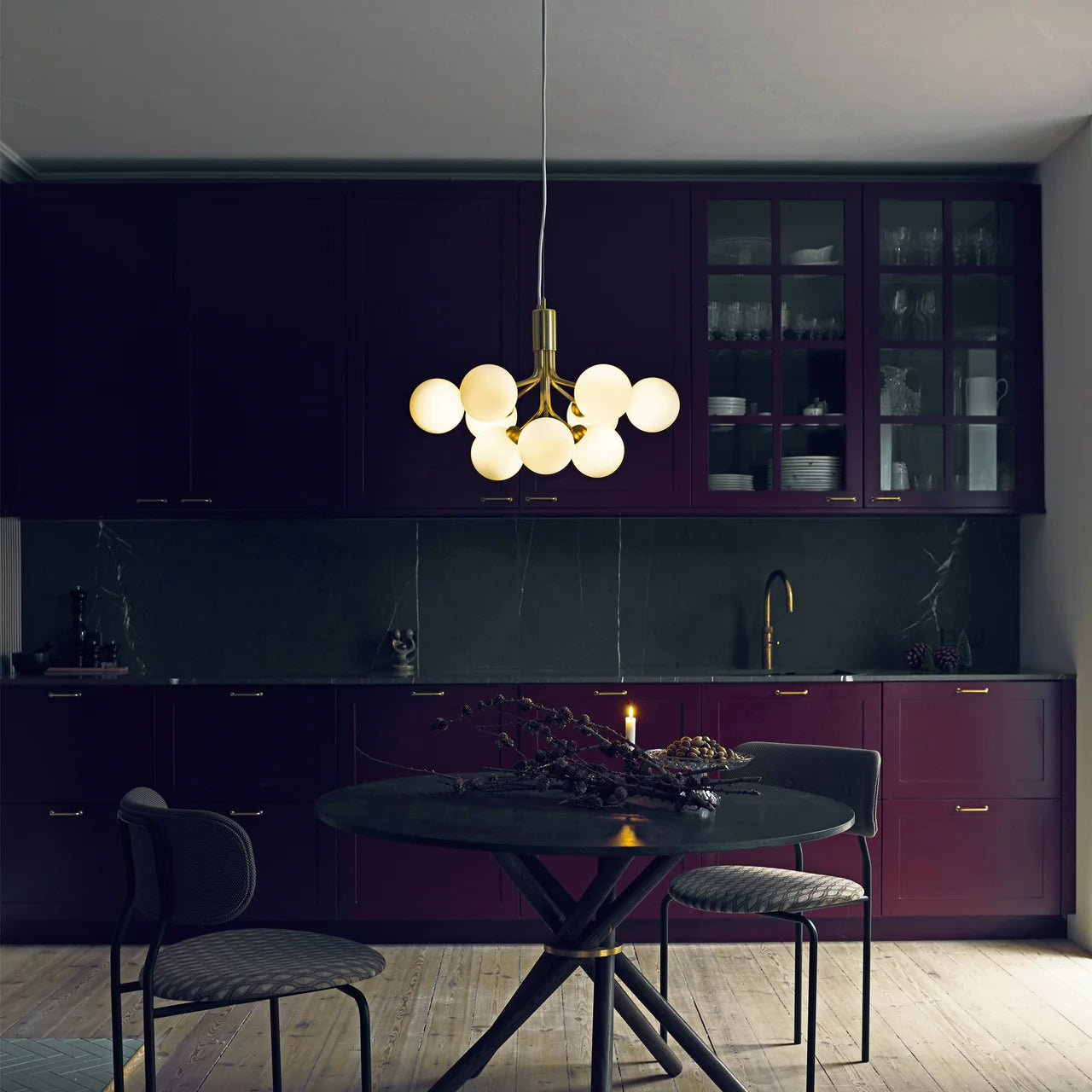 Glass Sphere Cluster Candelabrum Chandelier