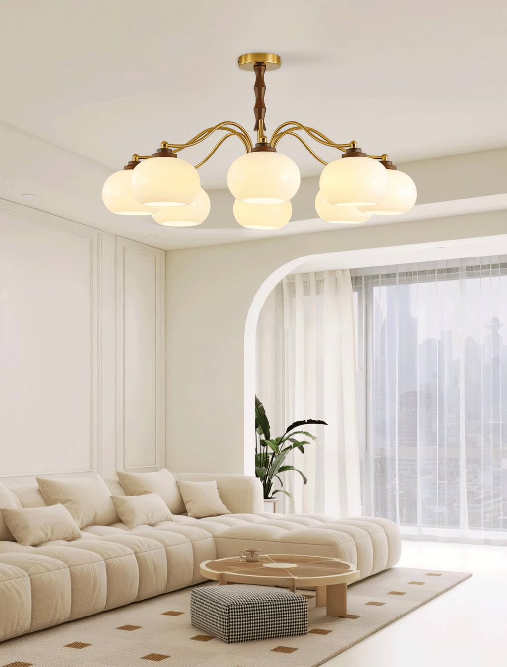 Persimmon Glass Globe Ceiling fixture Chandelier