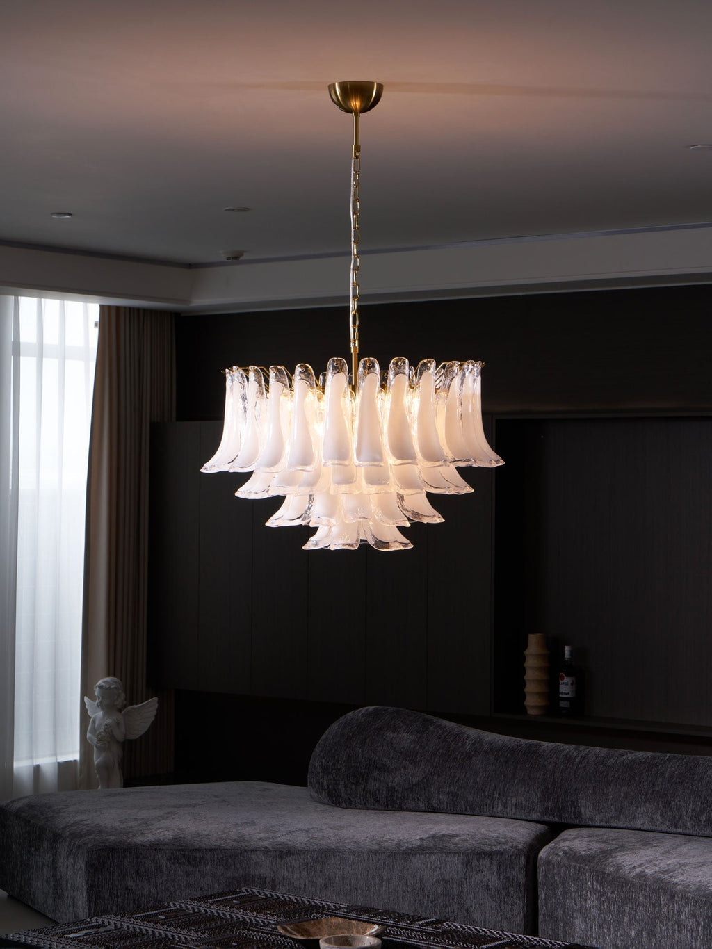 Fiora Pink Glass Chandelier