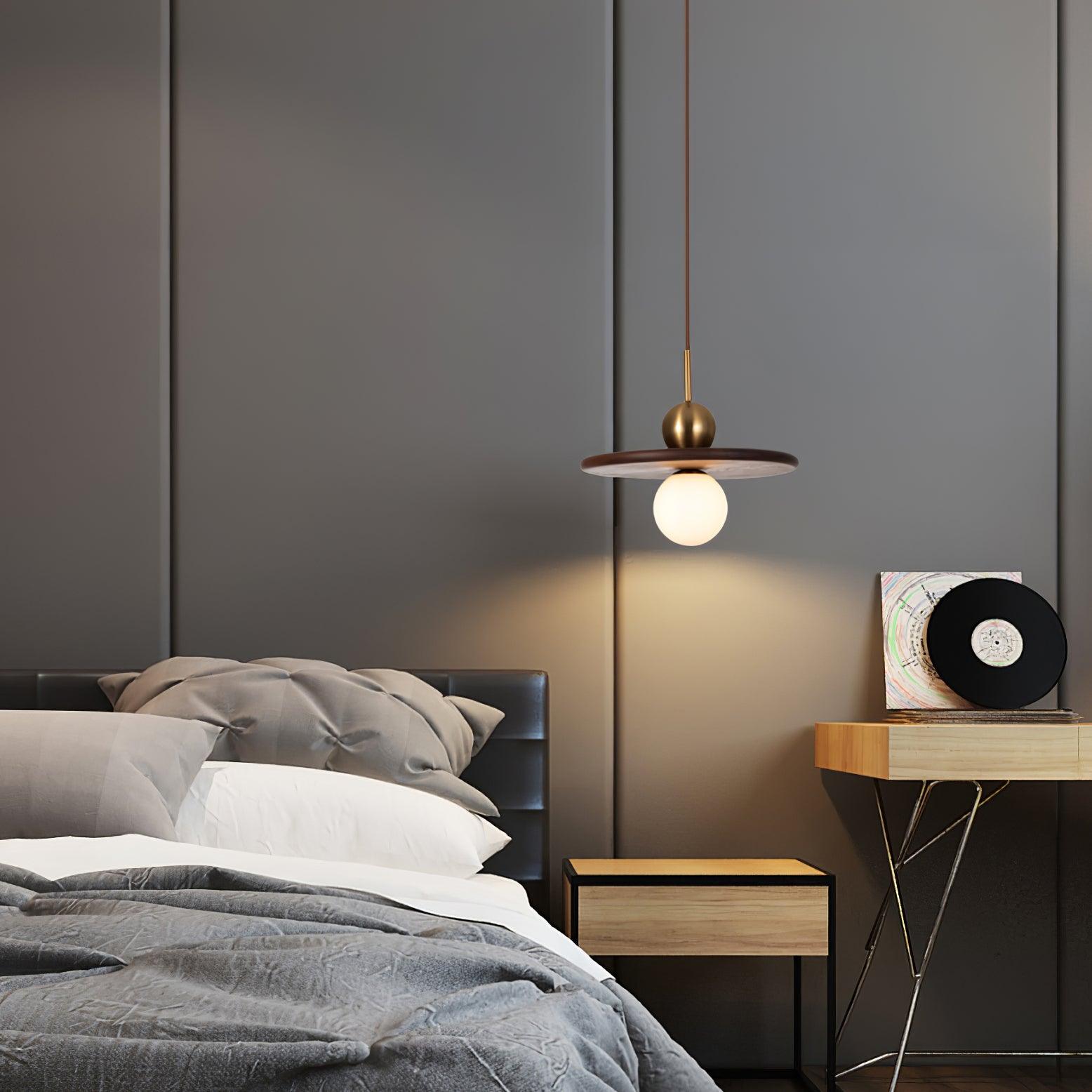Flying Saucer Walnut Hanging light Pendant Lamp
