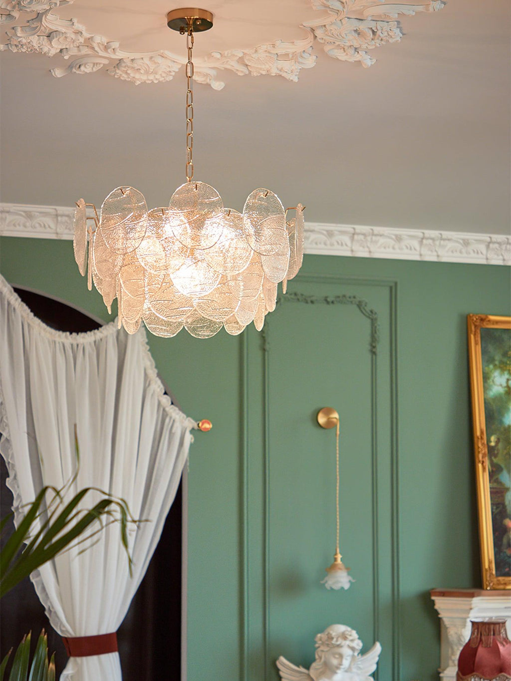 Glass Disc Gasolier Chandelier