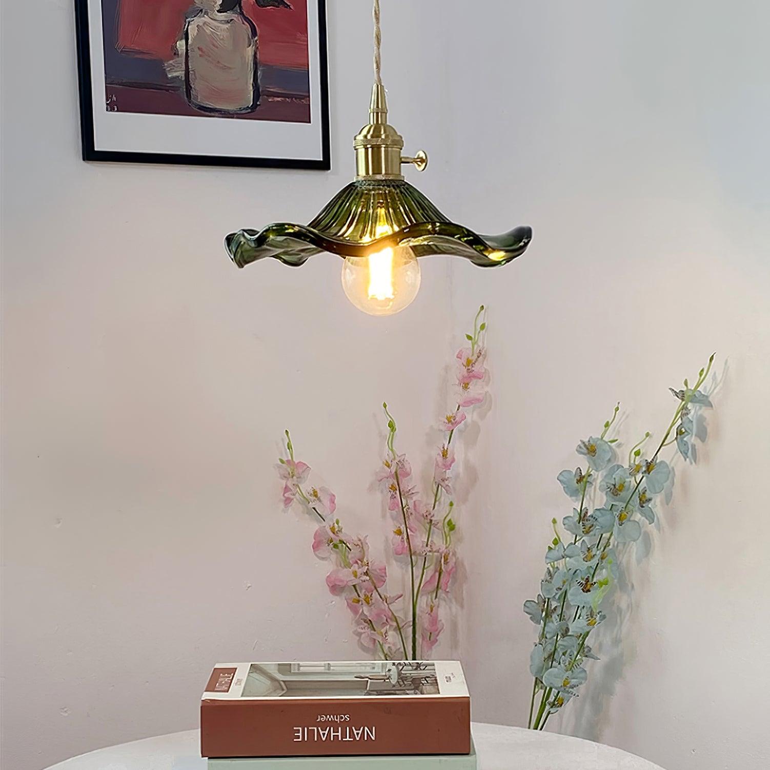 Glass Hibiscus Flower Drop light Pendant Light