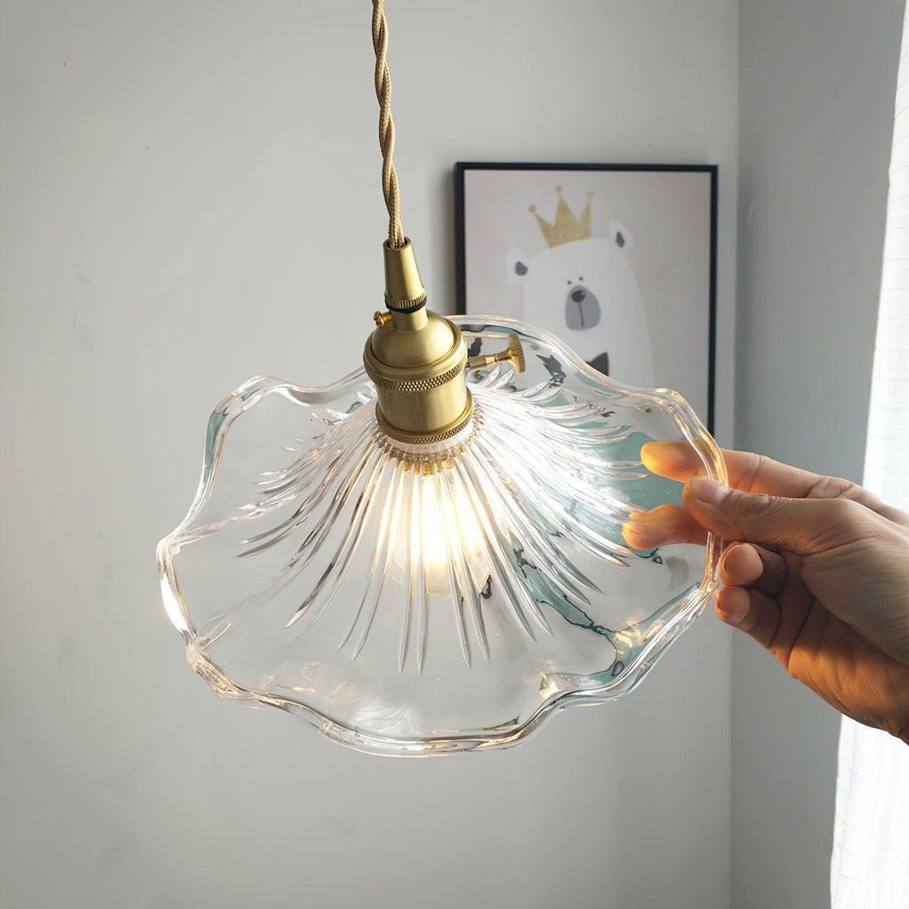 Glass Hibiscus Flower Drop light Pendant Light