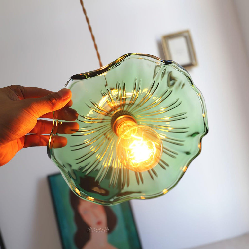 Glass Hibiscus Flower Drop light Pendant Light