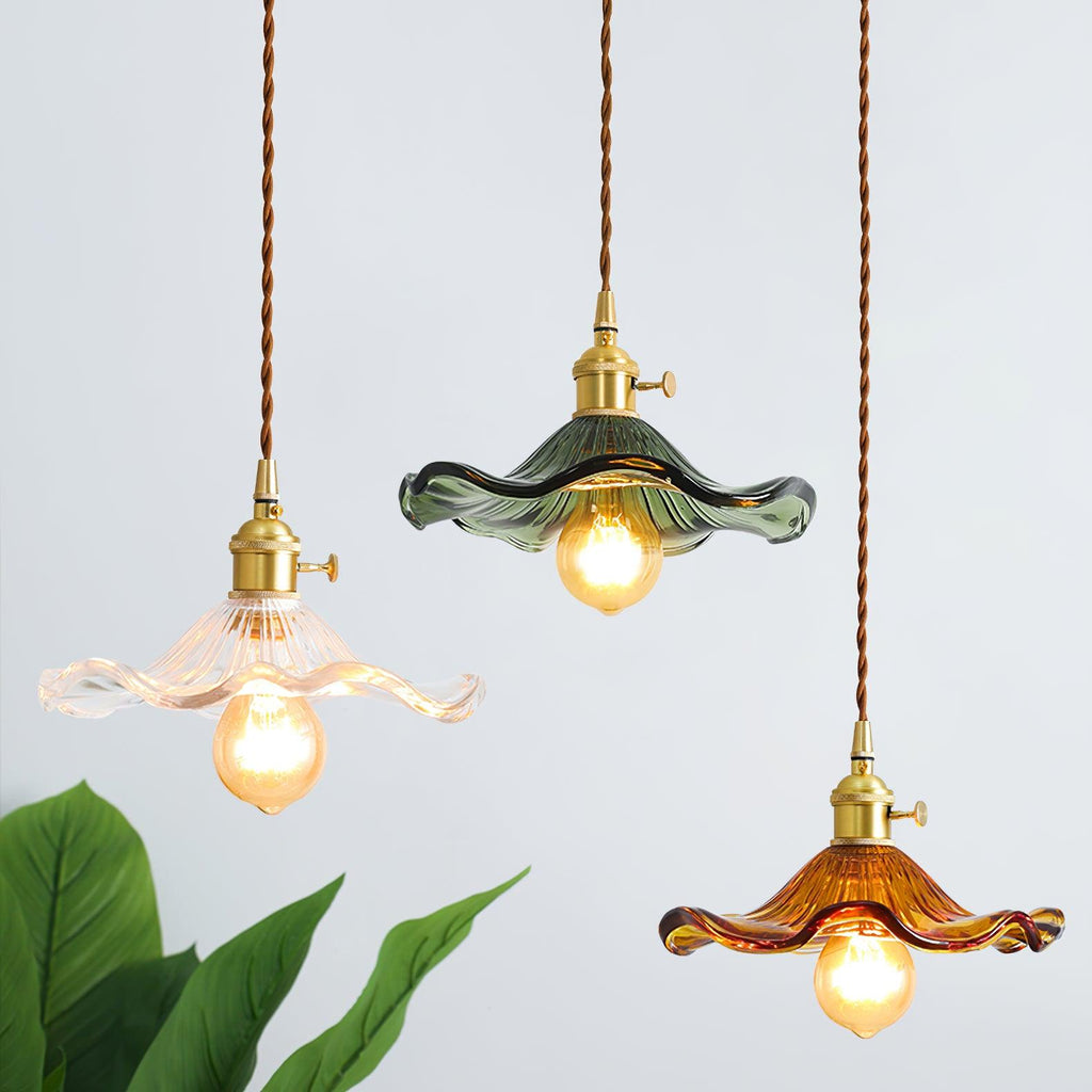 Glass Hibiscus Flower Drop light Pendant Light