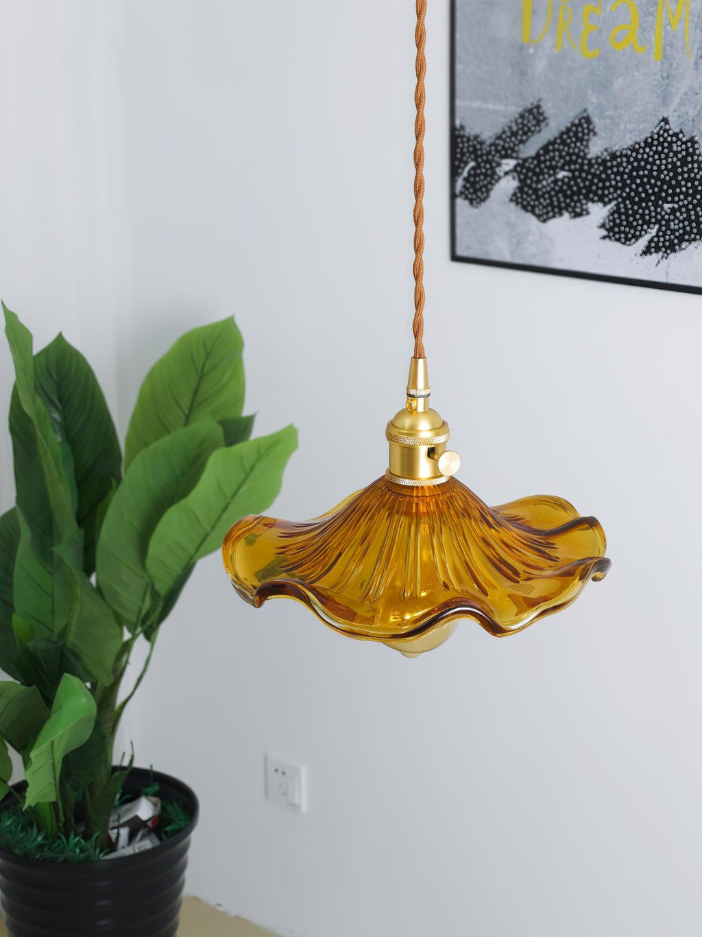 Glass Hibiscus Flower Drop light Pendant Light