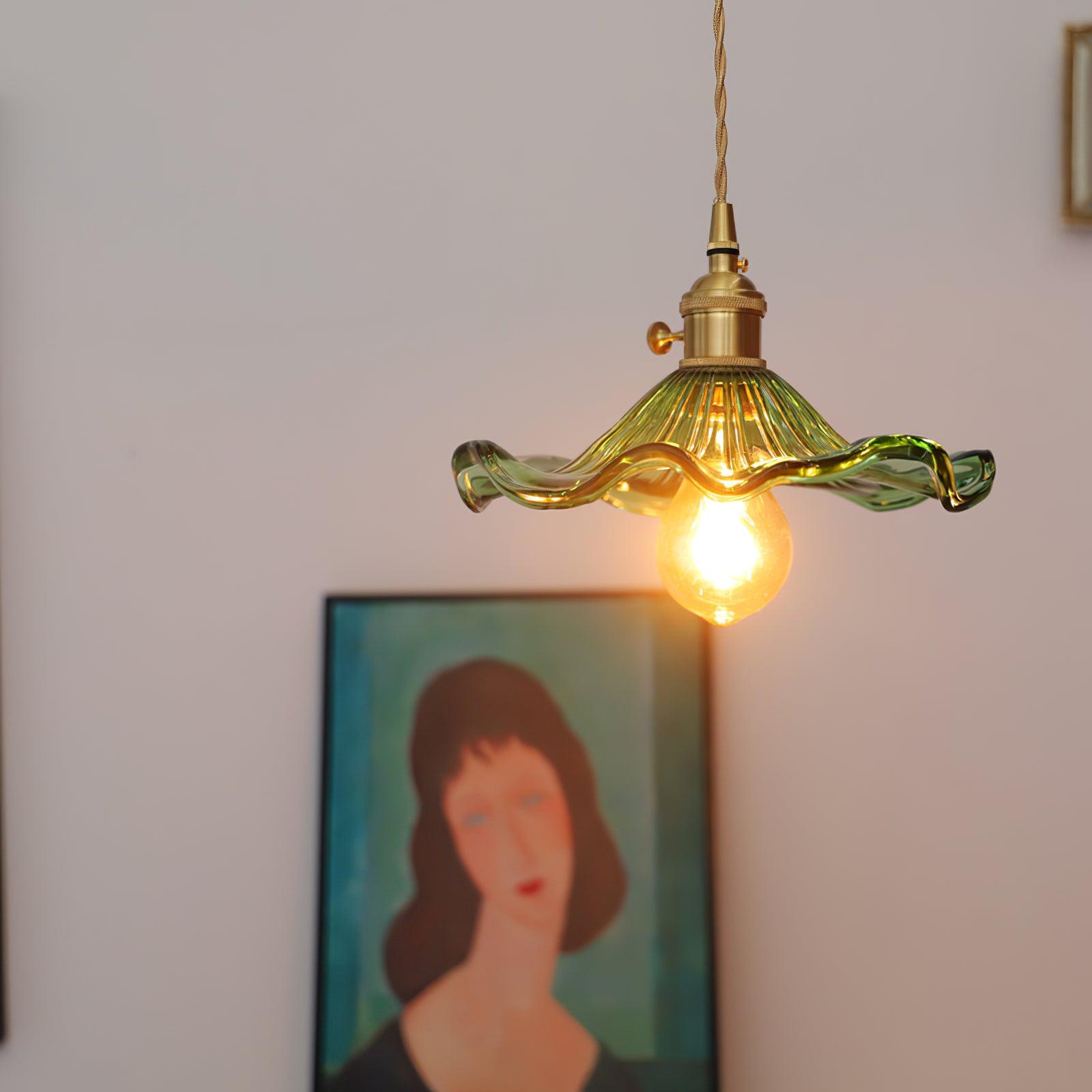 Glass Hibiscus Flower Drop light Pendant Light