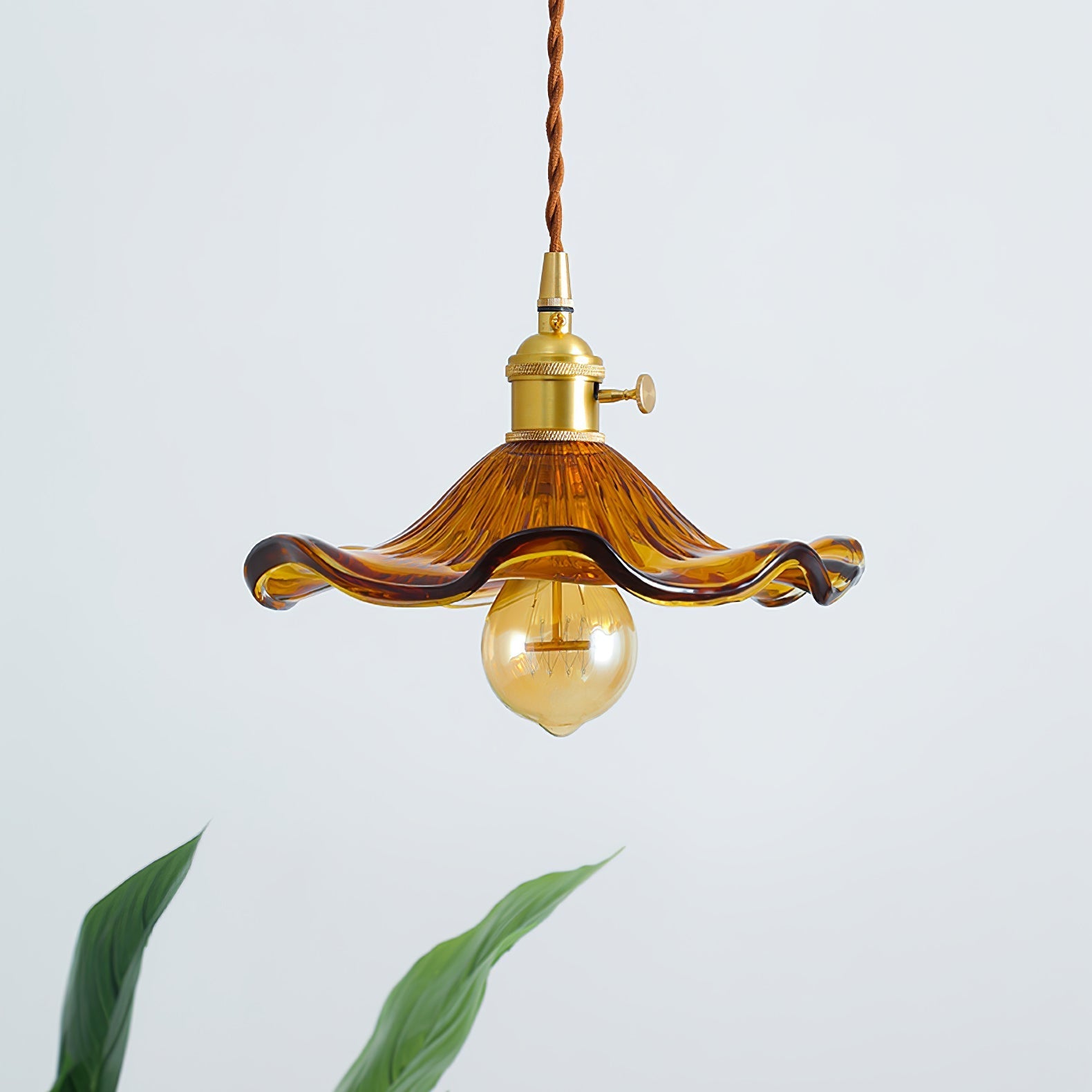 Glass Hibiscus Flower Houselight Swag Light