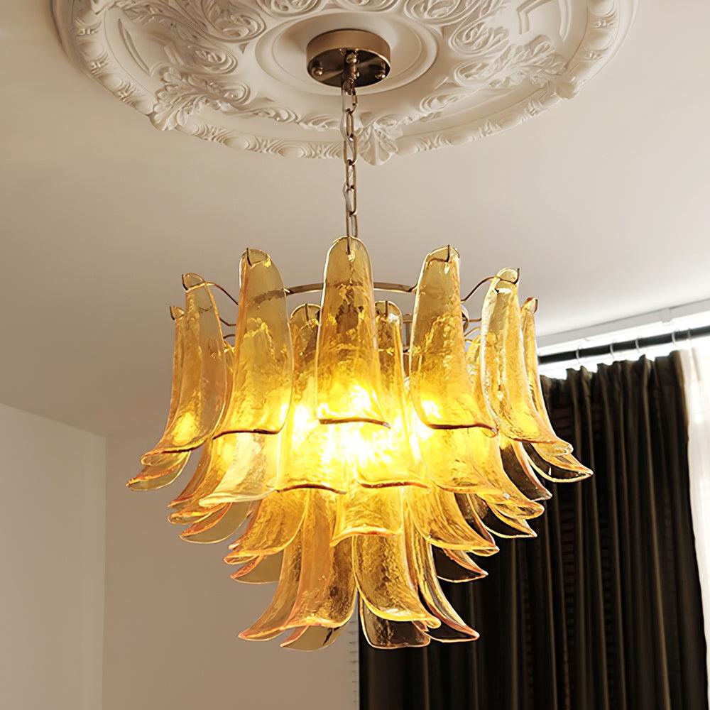 Glass Leaf Cascade Candelabrum Chandelier