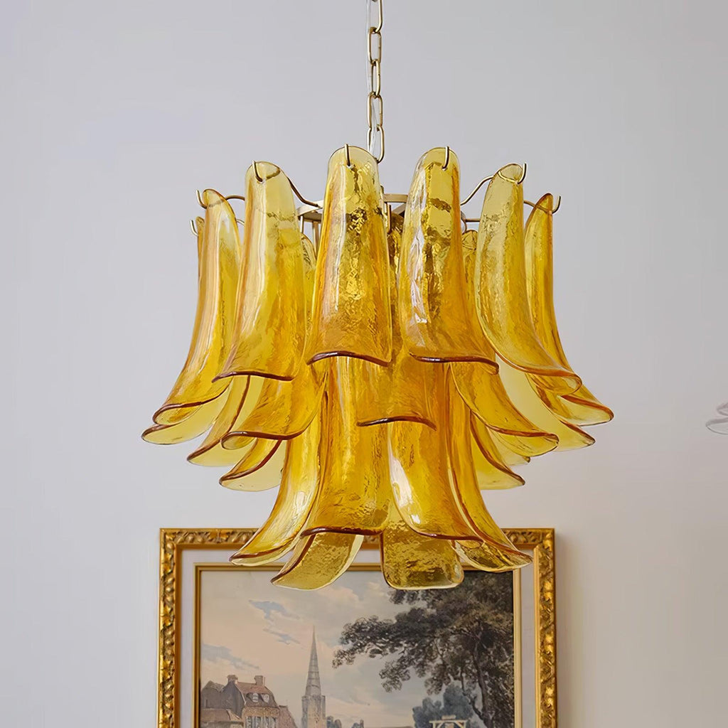 Glass Leaf Cascade Candelabrum Chandelier