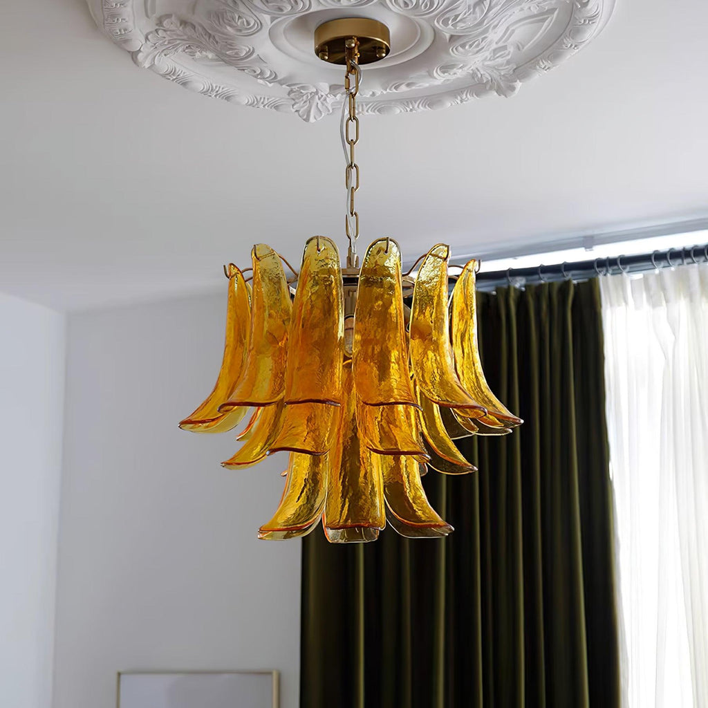 Glass Leaf Cascade Candelabrum Chandelier