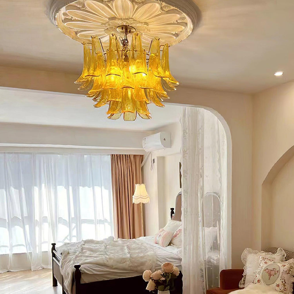 Glass Leaf Cascade Candelabrum Chandelier