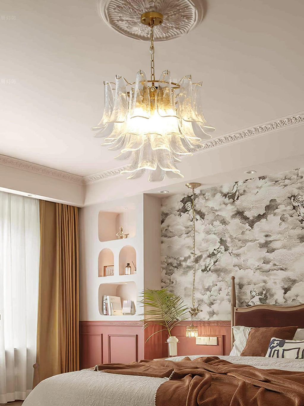 Glass Leaf Cascade Candelabrum Chandelier