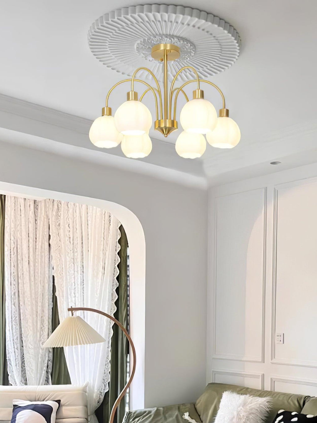 Glass Pumpkin Gold Candelabrum Chandelier