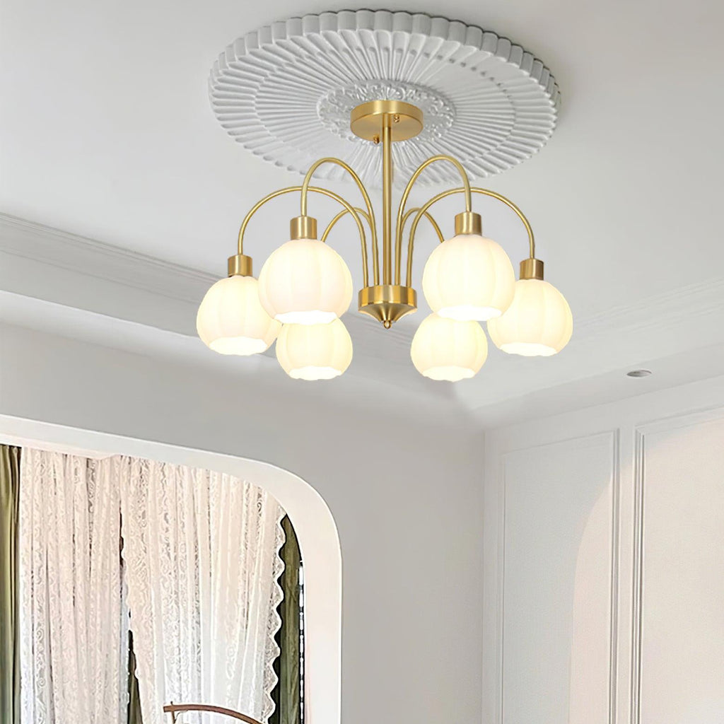 Glass Pumpkin Gold Candelabrum Chandelier