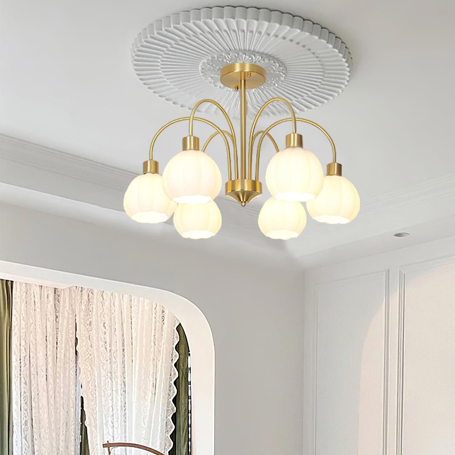 Glass Pumpkin Gold Candelabrum Chandelier