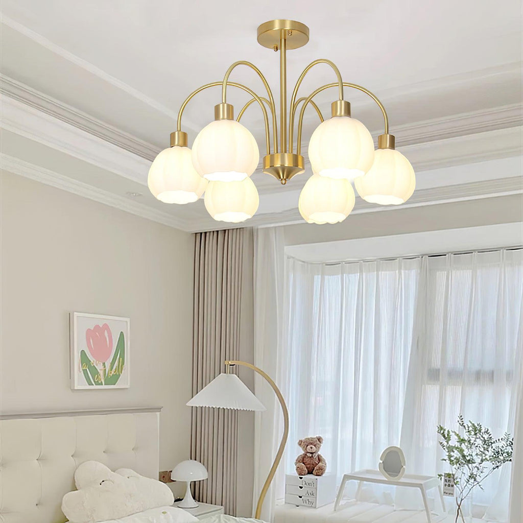 Glass Pumpkin Gold Candelabrum Chandelier
