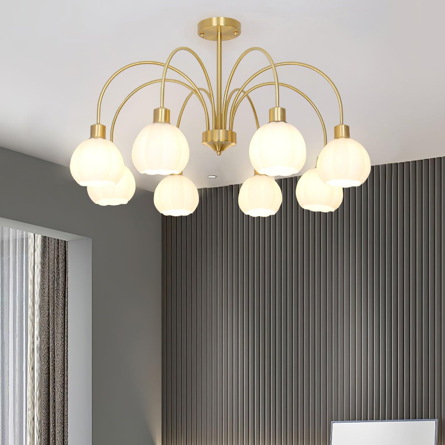 Glass Pumpkin Gold Candelabrum Chandelier