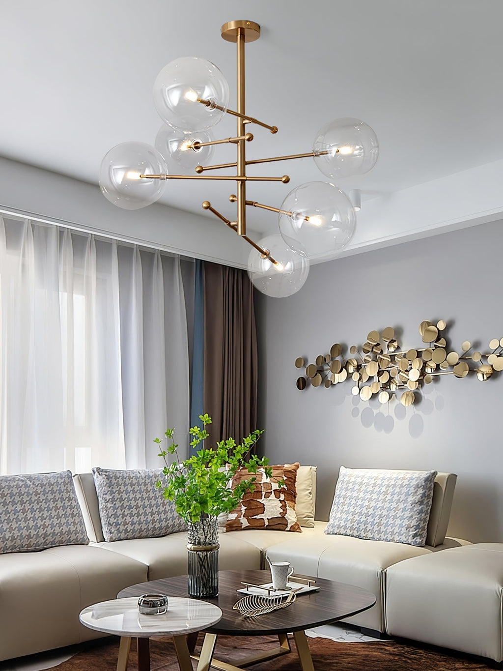 Glass Globe Mobile Crown Chandelier