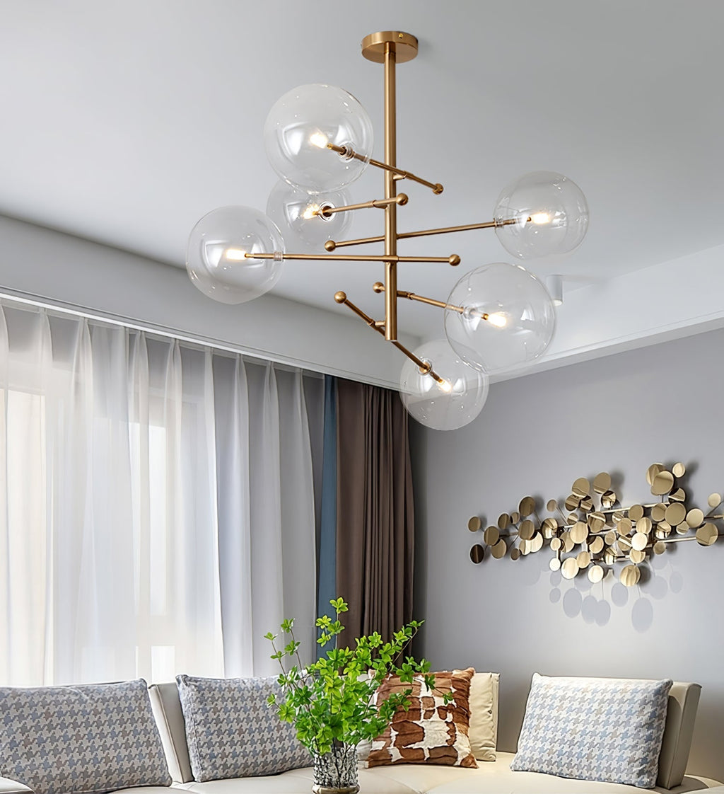 Glass Globe Mobile Crown Chandelier
