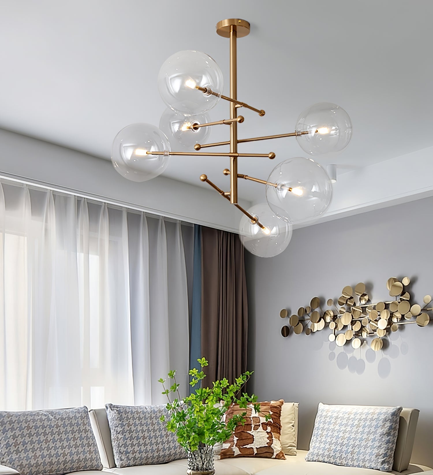 Glass Globe Mobile Crown Chandelier