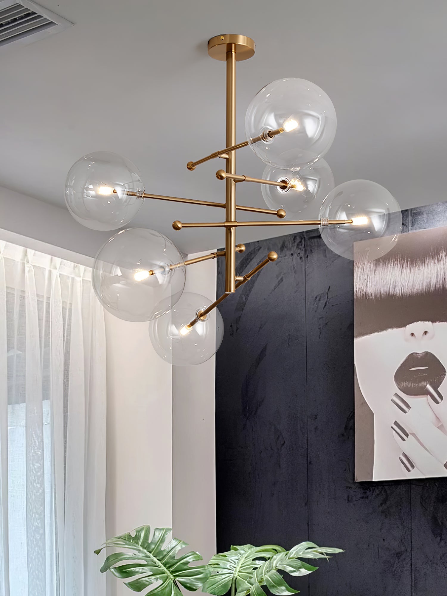 Glass Globe Mobile Crown Chandelier
