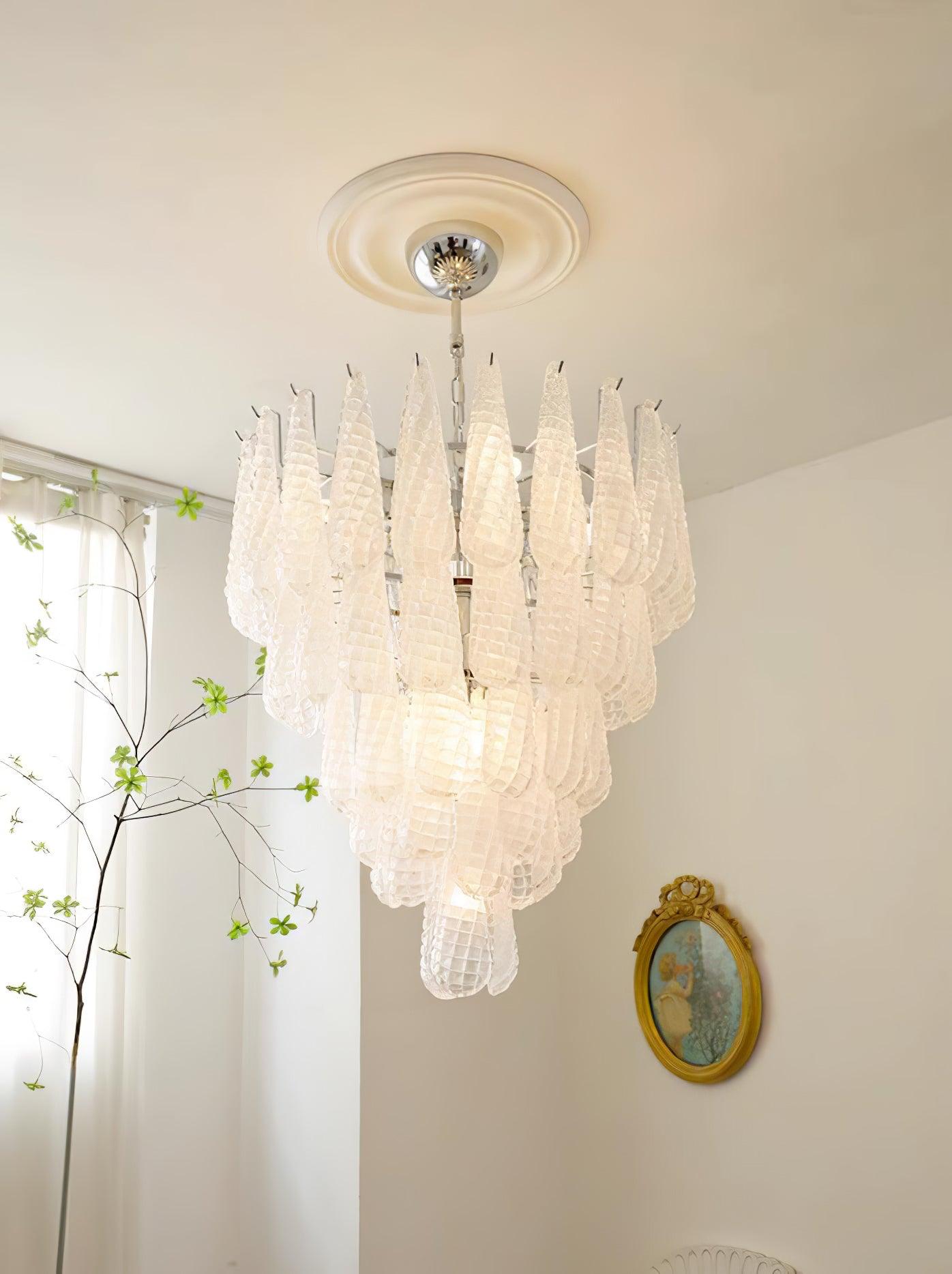 Grid Glass Waterfall Ceiling fixture Chandelier