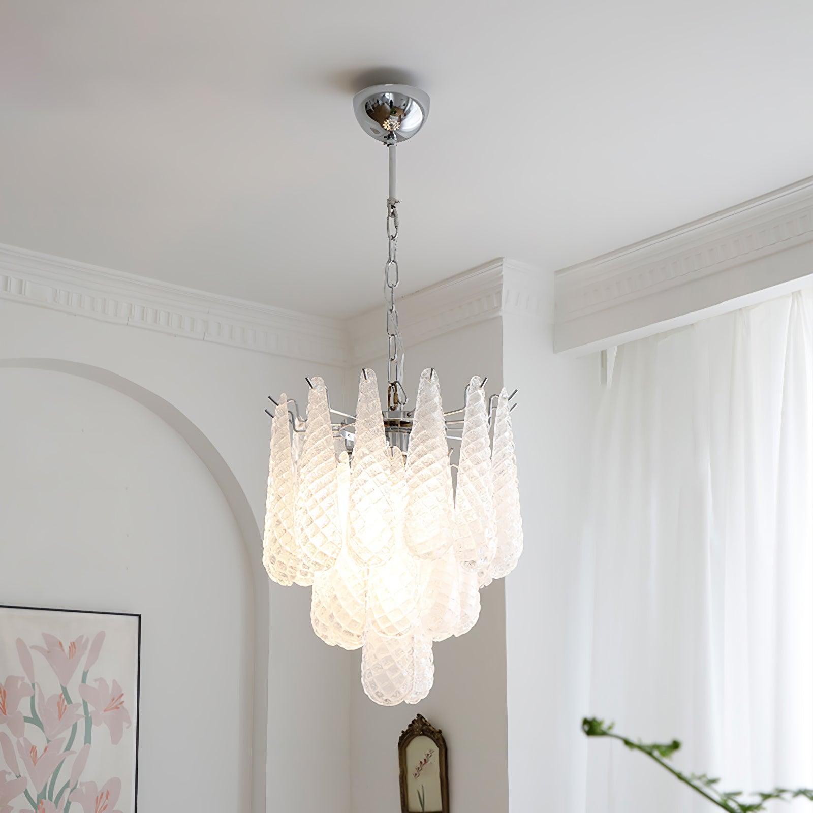 Grid Glass Waterfall Ceiling fixture Chandelier