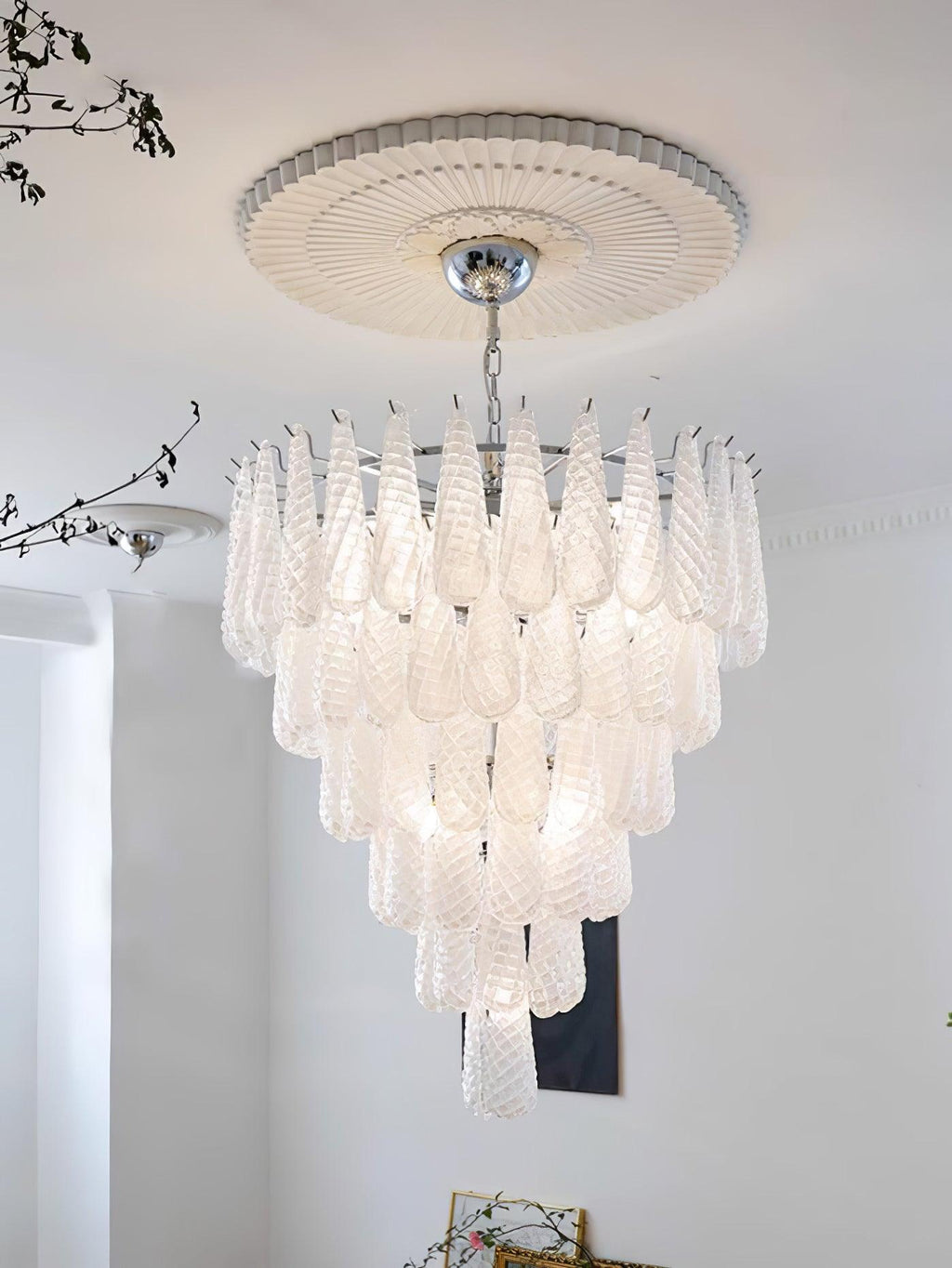 Grid Glass Waterfall Ceiling fixture Chandelier