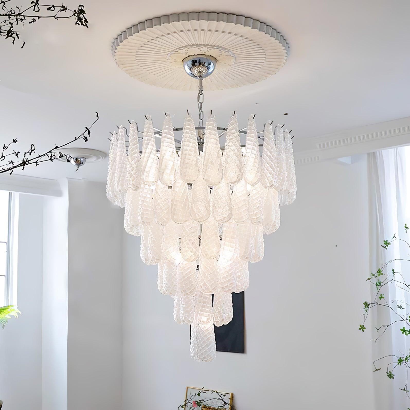 Grid Glass Waterfall Ceiling fixture Chandelier