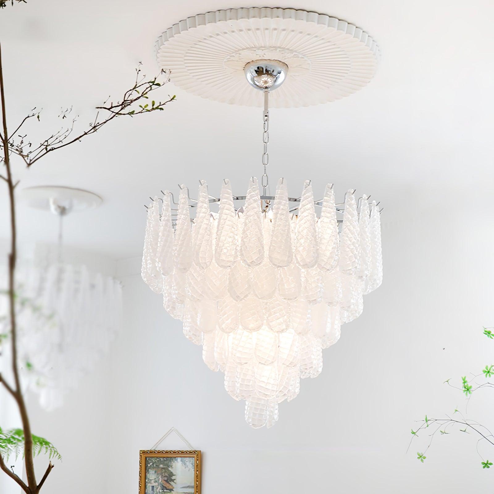 Grid Glass Waterfall Ceiling fixture Chandelier