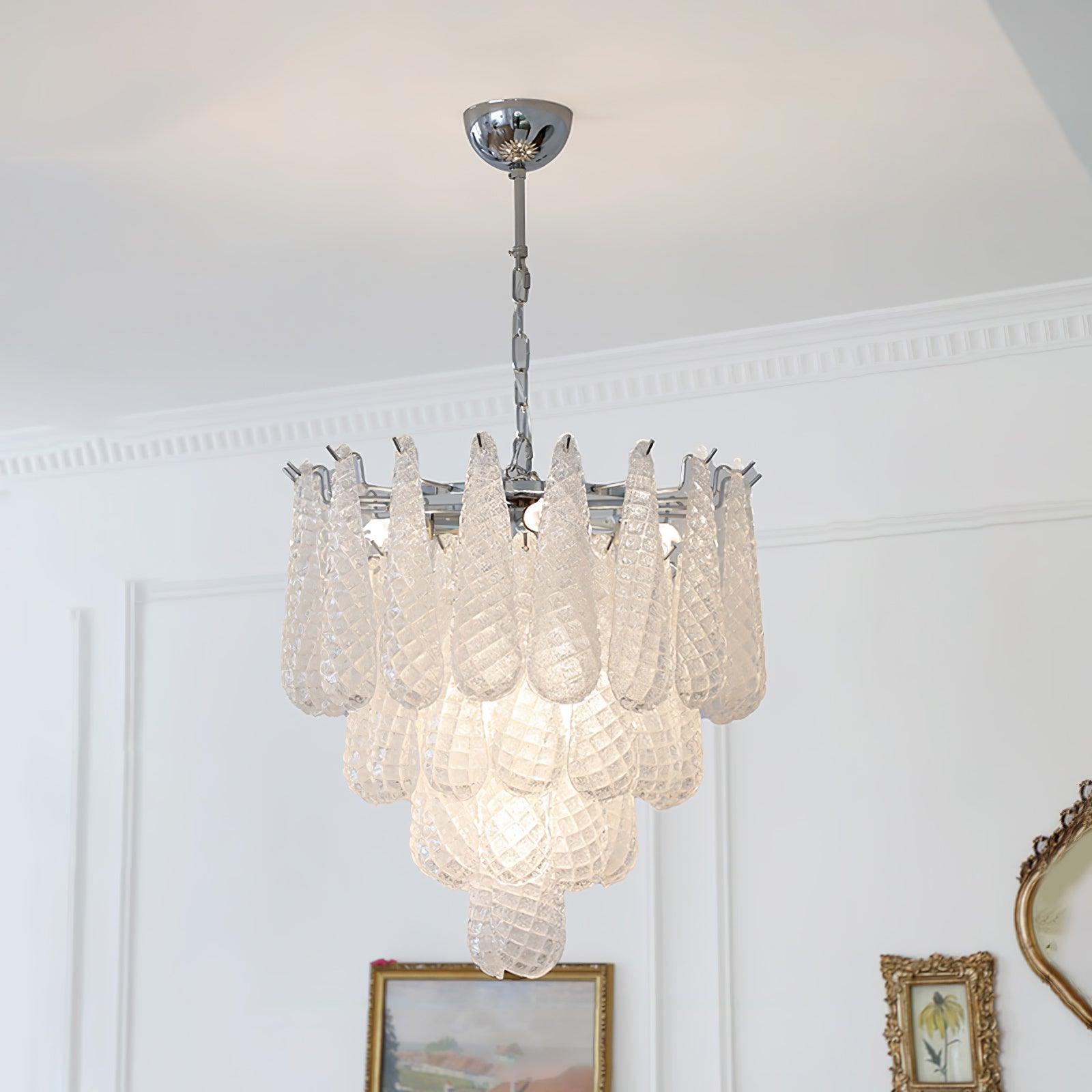 Grid Glass Waterfall Ceiling fixture Chandelier