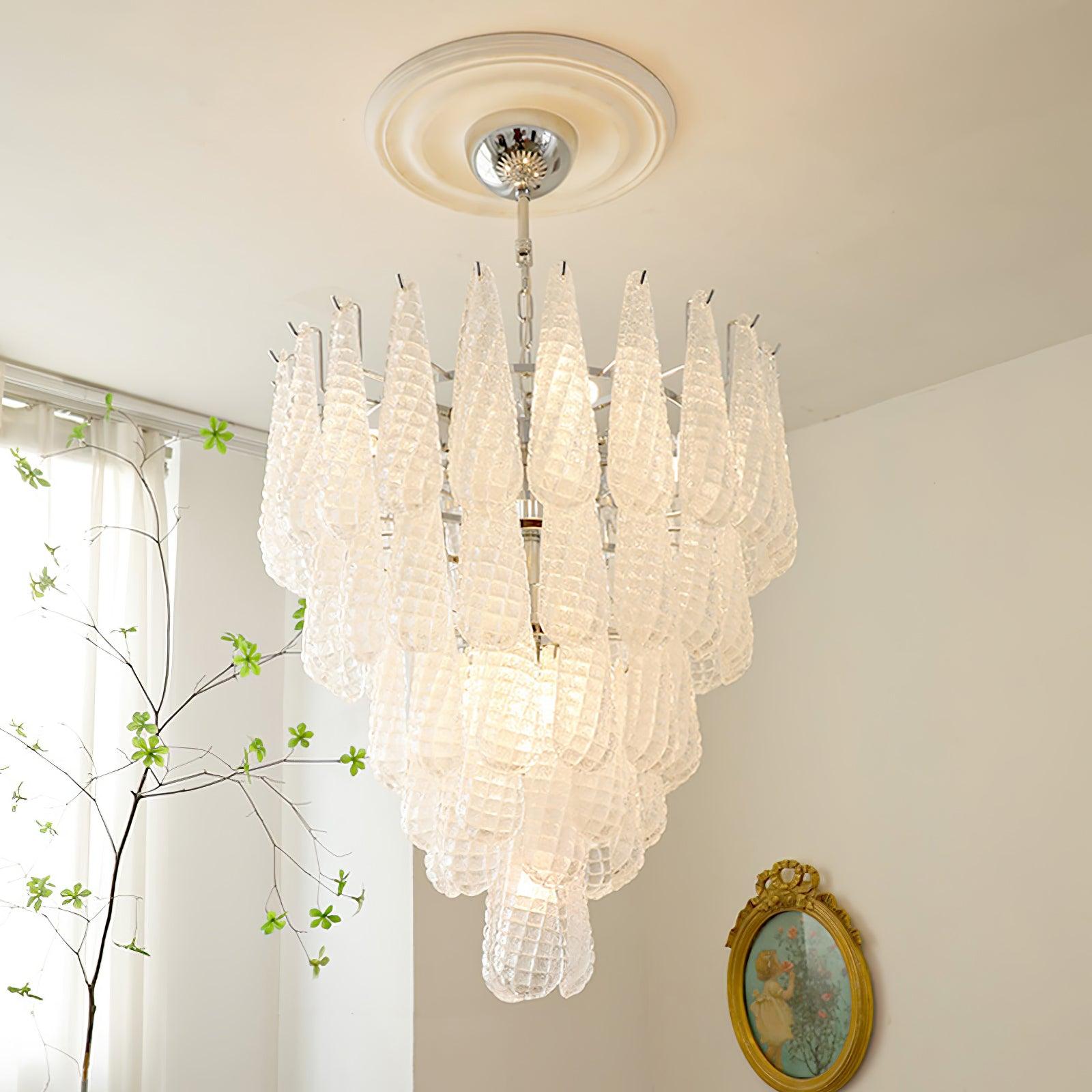 Grid Glass Waterfall Ceiling fixture Chandelier