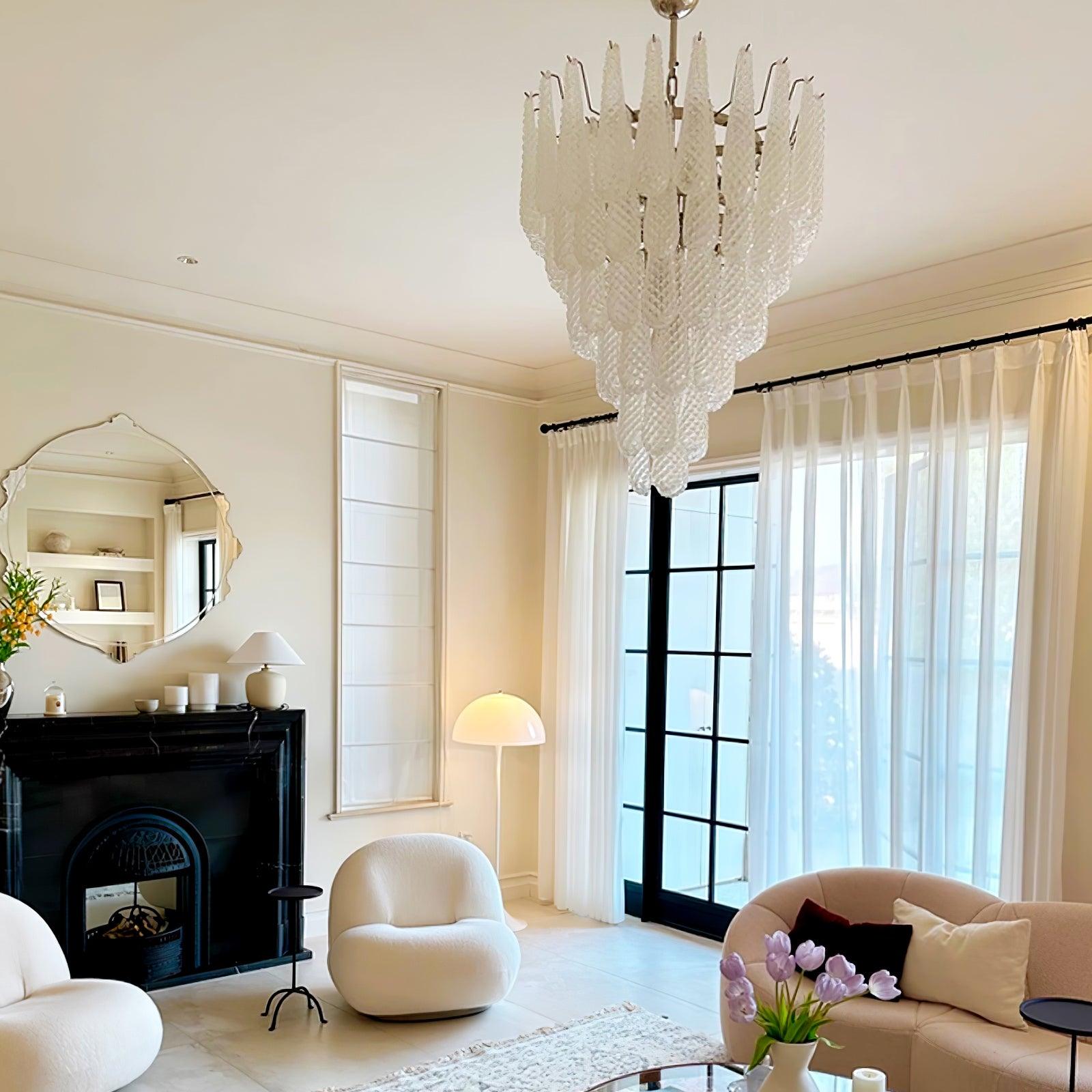 Grid Glass Waterfall Ceiling fixture Chandelier