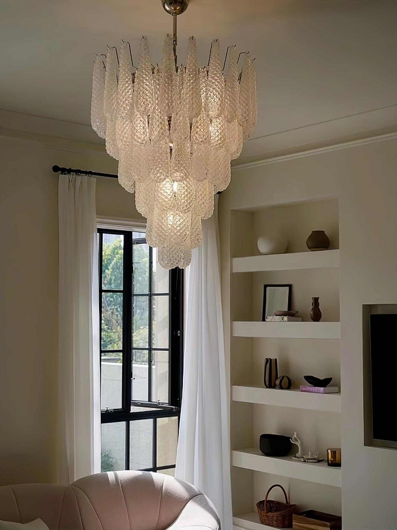 Grid Glass Waterfall Ceiling fixture Chandelier