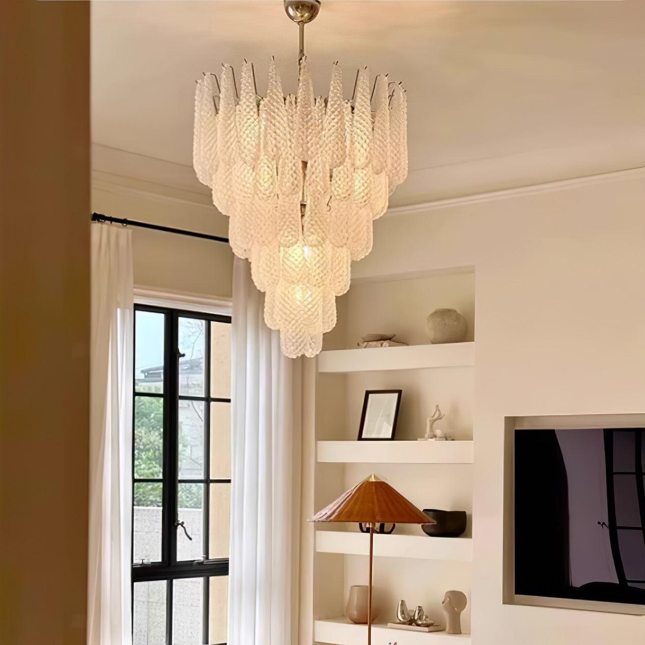 Grid Glass Waterfall Ceiling fixture Chandelier