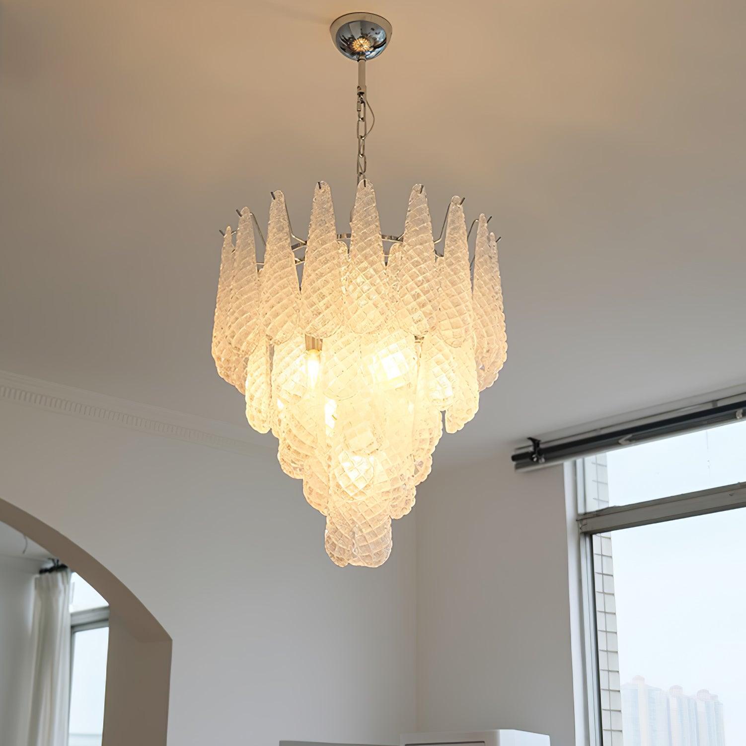 Grid Glass Waterfall Ceiling fixture Chandelier
