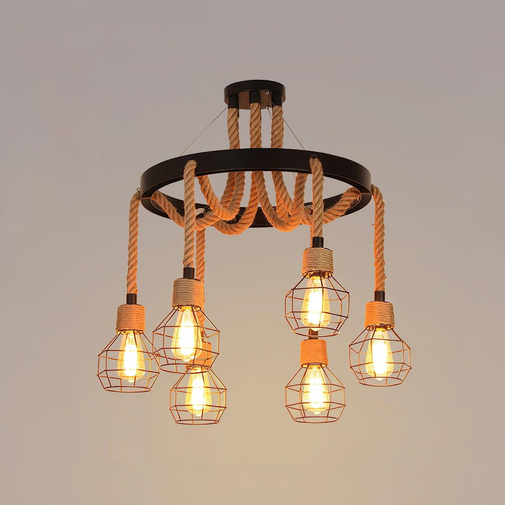Hemp Rope Industrial Starfall Candelabrum Chandelier