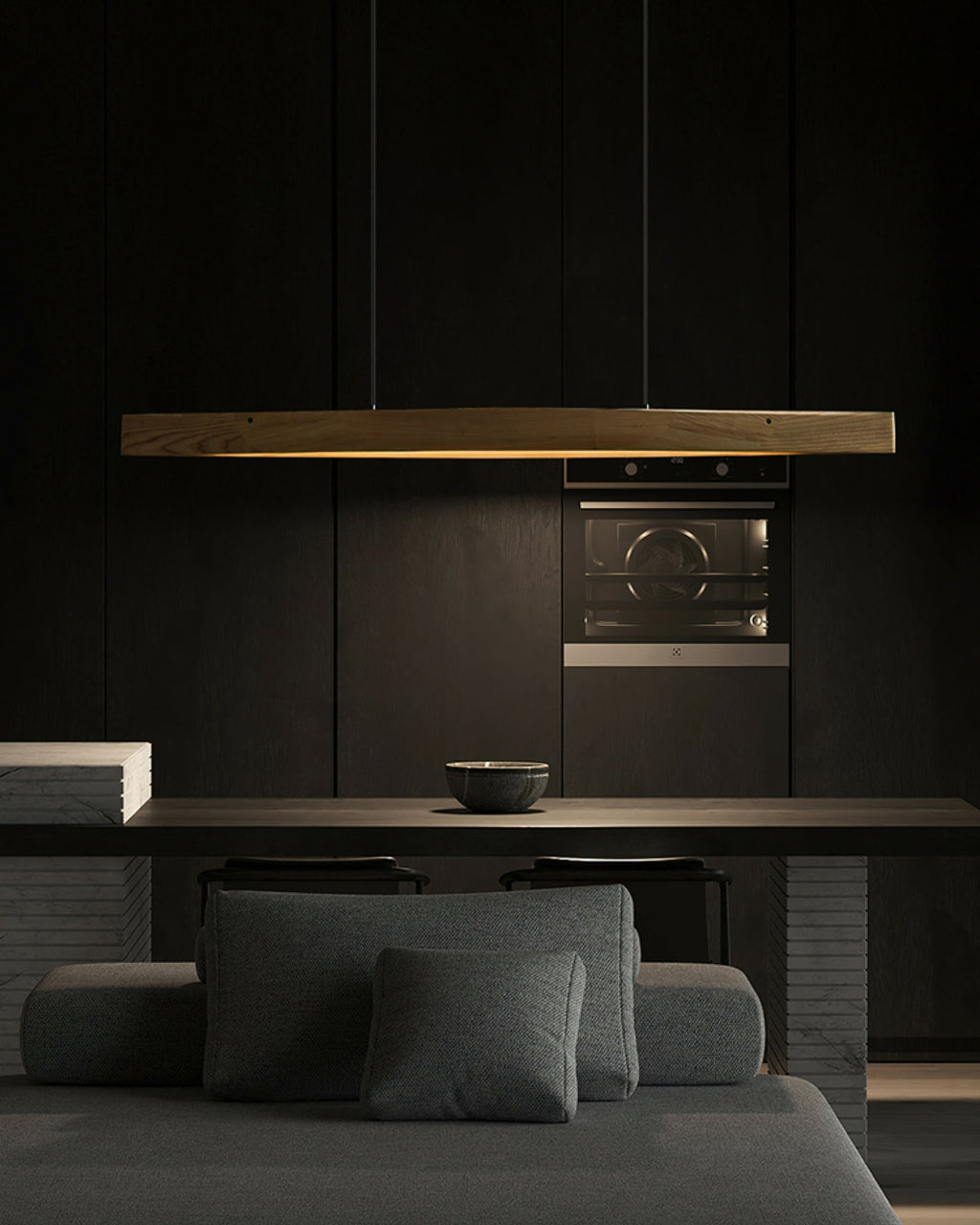 Horizon Linear Wood Droplight Pendant Lamp