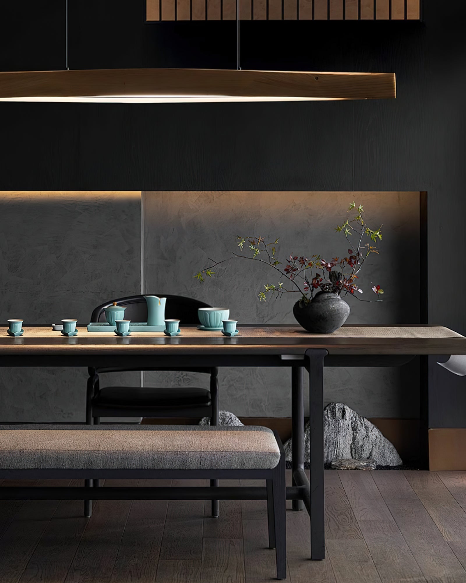 Horizon Linear Wood Droplight Pendant Lamp