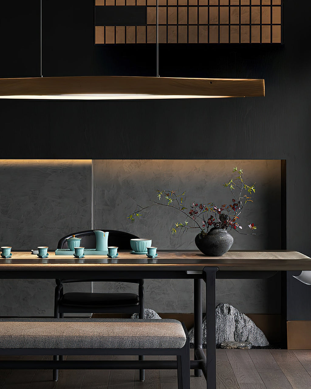 Horizon Linear Wood Droplight Pendant Lamp