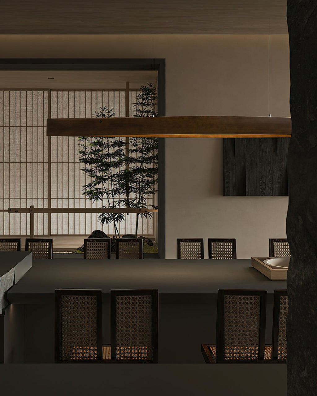 Horizon Linear Wood Droplight Pendant Lamp