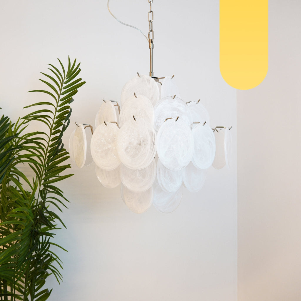 Isadora Murano White Disc Ceiling fixture Chandelier