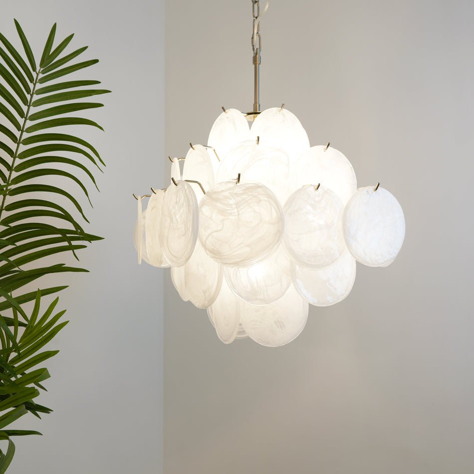 Isadora Murano White Disc Ceiling fixture Chandelier