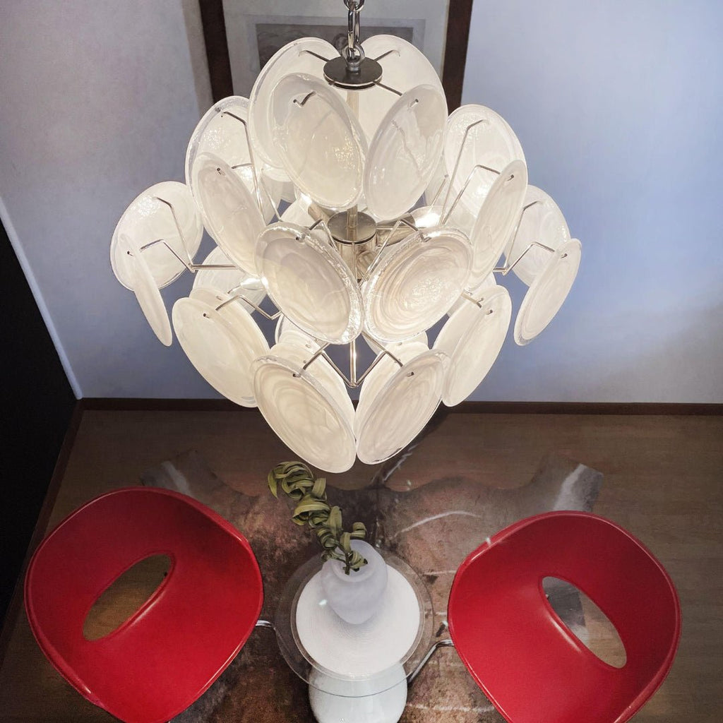 Isadora Murano White Disc Ceiling fixture Chandelier