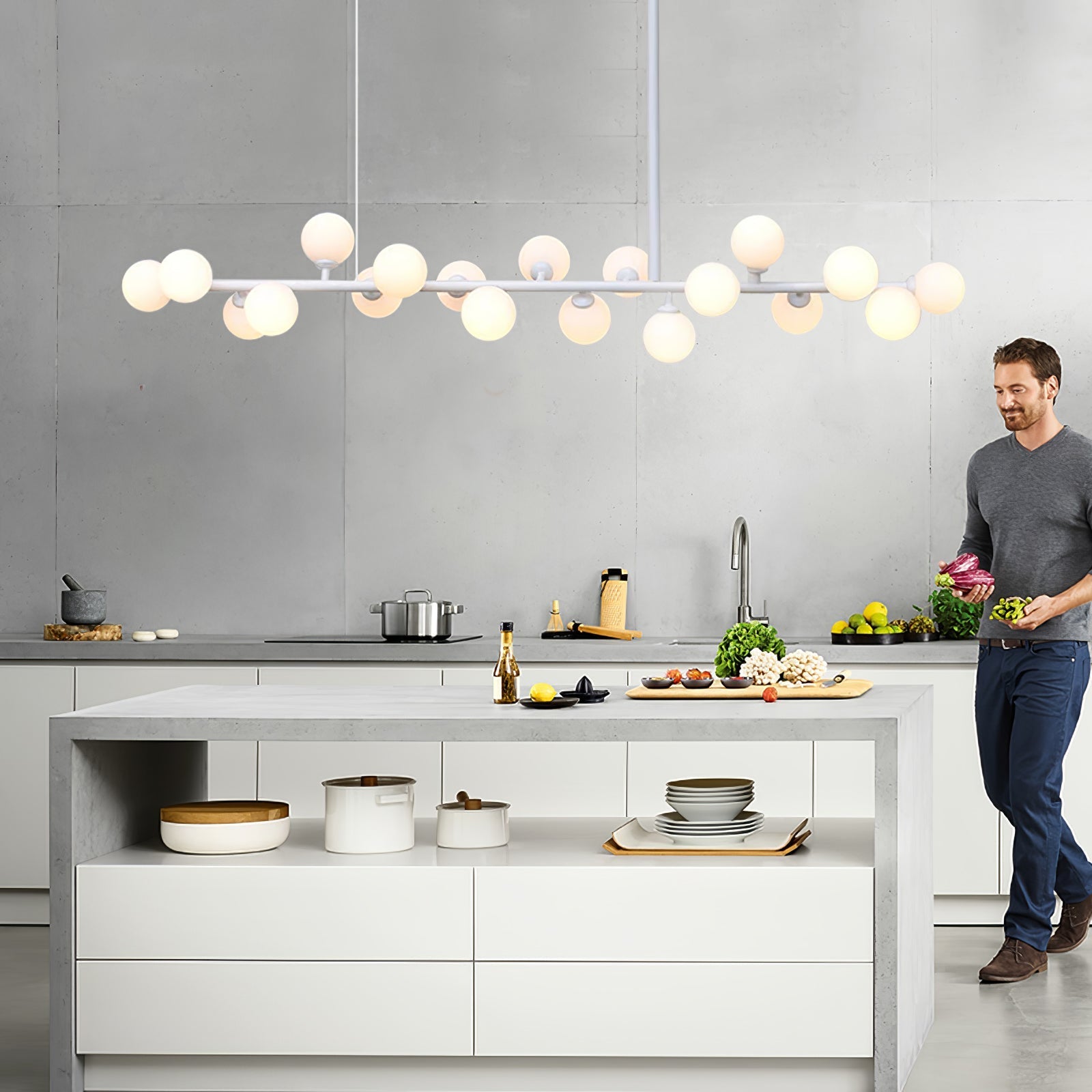 Linear Balls Gasolier Chandelier