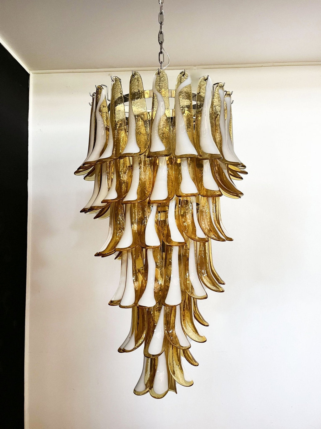 Murano Amber Petals Spiral Electrolier Chandelier